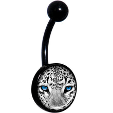 将图片加载到图库查看器，Black White Leopard Eyes Black Belly Ring

