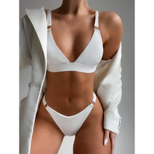 Load image into Gallery viewer, Rib Ring Linked High Cut Bikini Swimsuit
