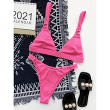 Load image into Gallery viewer, Rib Ring Linked High Cut Bikini Swimsuit
