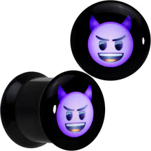 将图片加载到图库查看器，00G Licensed Purple Devil emoji Acrylic Double Flare Plug Set
