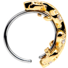 将图片加载到图库查看器，20G Clear CZ Gem Gold Tone Leafy Seamless Circular Ring
