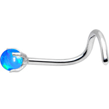 Load image into Gallery viewer, 20G Blue Faux Opal Pronged Left Nose Screw

