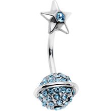 Load image into Gallery viewer, Aqua Gem Rings of Saturn Planet and Star Double Mount Belly Ring
