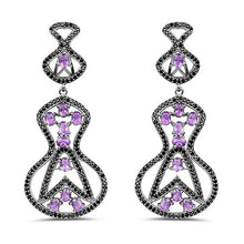 Load image into Gallery viewer, 5.30 Carat Genuine Amethyst and Black Spinel .925 Sterling Silver Earrings
