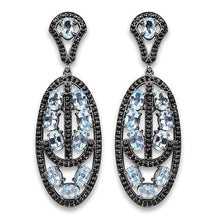 Load image into Gallery viewer, 13.80 Carat Genuine Blue Topaz and Black Spinel .925 Sterling Silver Earrings
