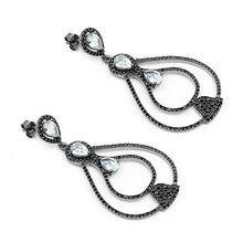 Load image into Gallery viewer, 8.81 Carat Genuine Blue Topaz and Black Spinel .925 Sterling Silver Earrings
