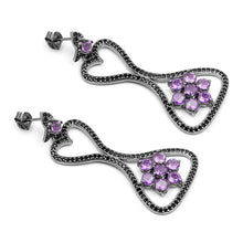 Load image into Gallery viewer, 6.31 Carat Genuine Amethyst &amp; Black Spinel .925 Sterling Silver Earrings
