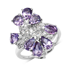 Load image into Gallery viewer, 3.08 Carat Genuine Amethyst &amp; White Topaz .925 Sterling Silver Ring
