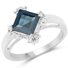 Load image into Gallery viewer, 1.99 Carat Genuine London Blue Topaz &amp; White Topaz .925 Sterling Silver Ring
