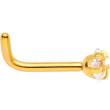 Load image into Gallery viewer, 18G 1/4 Clear Star 3mm CZ Gem Gold IP L-Shape Nose Ring
