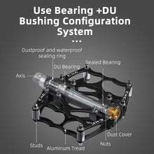 将图片加载到图库查看器，Road Bike Pedals Aluminum Alloy Anti-slip Bicycle Pedals Hollow-Carved Design Pedals Bicycle Accessories Mountain Bike Pedals Flat Bicycle Pedals Platform Cycling Sealed Bearing Aluminum Pedals For Mountain Bike
