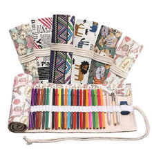 将图片加载到图库查看器，Roll Up Canvas Wrap Pencil Bag For Students Stylish Stationary Storage Pouch Unique Pencil Case For School
