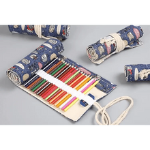 将图片加载到图库查看器，Roll Up Canvas Wrap Pencil Bag For Students Stylish Stationary Storage Pouch Unique Pencil Case For School
