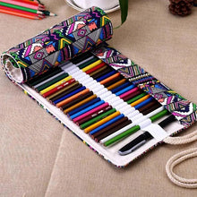 将图片加载到图库查看器，Roll Up Canvas Wrap Pencil Bag For Students Stylish Stationary Storage Pouch Unique Pencil Case For School
