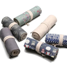 将图片加载到图库查看器，Roll Up Canvas Wrap Pencil Bag For Students Stylish Stationary Storage Pouch Unique Pencil Case For School
