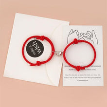 将图片加载到图库查看器，Romantic 2pcs/set Heart Magnetic Couple Bracelets Men Women Classic Black White Paired Lovers Braclet Adjustable Matching Braided Rope Bracelet Promise Friendship Bracelet Gifts For Girlfriend
