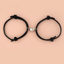 将图片加载到图库查看器，Romantic 2pcs/set Heart Magnetic Couple Bracelets Men Women Classic Black White Paired Lovers Braclet Adjustable Matching Braided Rope Bracelet Promise Friendship Bracelet Gifts For Girlfriend
