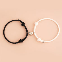 将图片加载到图库查看器，Romantic 2pcs/set Heart Magnetic Couple Bracelets Men Women Classic Black White Paired Lovers Braclet Adjustable Matching Braided Rope Bracelet Promise Friendship Bracelet Gifts For Girlfriend
