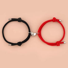 将图片加载到图库查看器，Romantic 2pcs/set Heart Magnetic Couple Bracelets Men Women Classic Black White Paired Lovers Braclet Adjustable Matching Braided Rope Bracelet Promise Friendship Bracelet Gifts For Girlfriend
