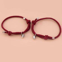 将图片加载到图库查看器，Romantic 2pcs/set Heart Magnetic Couple Bracelets Men Women Classic Black White Paired Lovers Braclet Adjustable Matching Braided Rope Bracelet Promise Friendship Bracelet Gifts For Girlfriend
