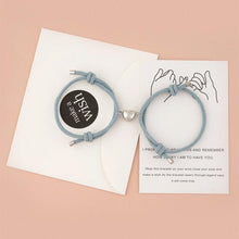 将图片加载到图库查看器，Romantic 2pcs/set Heart Magnetic Couple Bracelets Men Women Classic Black White Paired Lovers Braclet Adjustable Matching Braided Rope Bracelet Promise Friendship Bracelet Gifts For Girlfriend
