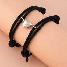 将图片加载到图库查看器，Romantic 2pcs/set Heart Magnetic Couple Bracelets Men Women Classic Black White Paired Lovers Braclet Adjustable Matching Braided Rope Bracelet Promise Friendship Bracelet Gifts For Girlfriend
