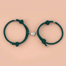 将图片加载到图库查看器，Romantic 2pcs/set Heart Magnetic Couple Bracelets Men Women Classic Black White Paired Lovers Braclet Adjustable Matching Braided Rope Bracelet Promise Friendship Bracelet Gifts For Girlfriend
