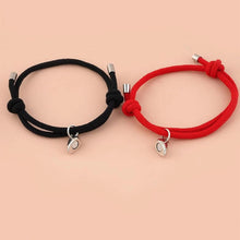 将图片加载到图库查看器，Romantic 2pcs/set Heart Magnetic Couple Bracelets Men Women Classic Black White Paired Lovers Braclet Adjustable Matching Braided Rope Bracelet Promise Friendship Bracelet Gifts For Girlfriend

