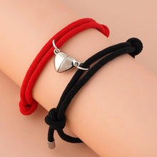 将图片加载到图库查看器，Romantic 2pcs/set Heart Magnetic Couple Bracelets Men Women Classic Black White Paired Lovers Braclet Adjustable Matching Braided Rope Bracelet Promise Friendship Bracelet Gifts For Girlfriend

