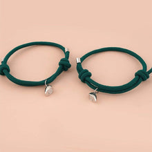 将图片加载到图库查看器，Romantic 2pcs/set Heart Magnetic Couple Bracelets Men Women Classic Black White Paired Lovers Braclet Adjustable Matching Braided Rope Bracelet Promise Friendship Bracelet Gifts For Girlfriend
