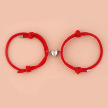 将图片加载到图库查看器，Romantic 2pcs/set Heart Magnetic Couple Bracelets Men Women Classic Black White Paired Lovers Braclet Adjustable Matching Braided Rope Bracelet Promise Friendship Bracelet Gifts For Girlfriend

