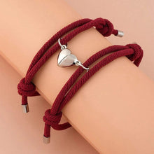将图片加载到图库查看器，Romantic 2pcs/set Heart Magnetic Couple Bracelets Men Women Classic Black White Paired Lovers Braclet Adjustable Matching Braided Rope Bracelet Promise Friendship Bracelet Gifts For Girlfriend
