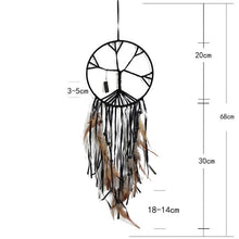 将图片加载到图库查看器，Romantic Dream Catcher Tree of Life Brown Native Handmade Traditional Dream Catcher Yin Yang 50" Long Home Decoration Feather Dream-catcher For Bedroom Wall Hanging Home Decor Wedding Party Blessing Gift
