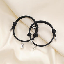 将图片加载到图库查看器，Romantic Magnet Bracelet Couple Classic Key Lock Pair Braslet Lucky Black Red Rope Braclet Key And Lock Attraction Matching Bracelet Lover Gifts For Boyfriend Girlfriend
