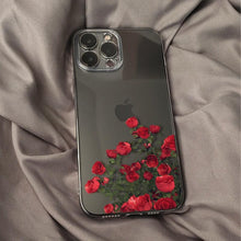 将图片加载到图库查看器，Romantic Red Rose Flower Clear Phone Case For iPhone 13 12 11 Pro MAX Mini X XS XR 7 8 Plus Soft Silicone Transparent Cover Gorgeous Floral Print Women Transparent Strong Clear Case
