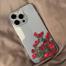 将图片加载到图库查看器，Romantic Red Rose Flower Clear Phone Case For iPhone 13 12 11 Pro MAX Mini X XS XR 7 8 Plus Soft Silicone Transparent Cover Gorgeous Floral Print Women Transparent Strong Clear Case
