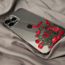将图片加载到图库查看器，Romantic Red Rose Flower Clear Phone Case For iPhone 13 12 11 Pro MAX Mini X XS XR 7 8 Plus Soft Silicone Transparent Cover Gorgeous Floral Print Women Transparent Strong Clear Case
