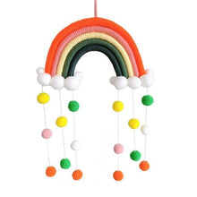 Load image into Gallery viewer, Room Decoration Handmade Woven Cotton Rope Rainbow Hanging Decoration Rainbow with Pom Pom Ball Wall Hanging Garlands for Kids Room Baby Shower Party Supplies Wall Hanging Decor With Felt Ball Photo Props
