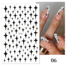Load image into Gallery viewer, Rose Gold Star 3D Nail Stickers Silver Black White Star Heart Transfer Stickers for Nails DIY Decals Manicures Decoration Tips Nail Art Decals Water Transfer Nail Decals Sticker For Pretty Girl Self-Adhesive Nail Decals Designer Nail Stickers for Acrylic
