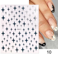 Load image into Gallery viewer, Rose Gold Star 3D Nail Stickers Silver Black White Star Heart Transfer Stickers for Nails DIY Decals Manicures Decoration Tips Nail Art Decals Water Transfer Nail Decals Sticker For Pretty Girl Self-Adhesive Nail Decals Designer Nail Stickers for Acrylic
