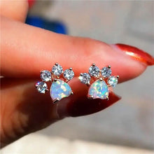 Load image into Gallery viewer, Rose Golden Opal Paw Print Stud Earrings
