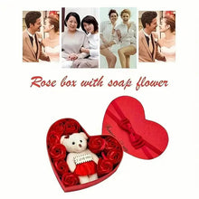 将图片加载到图库查看器，Rose-Shaped Soap Gift Box With Heart-Shaped Artificial Roses
