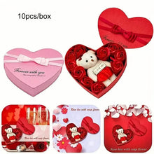 将图片加载到图库查看器，Rose-Shaped Soap Gift Box With Heart-Shaped Artificial Roses
