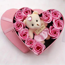 将图片加载到图库查看器，Rose-Shaped Soap Gift Box With Heart-Shaped Artificial Roses
