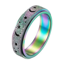 Load image into Gallery viewer, Rotatable Anxiety Fidget Ring Moon and Star Design
