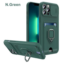 Load image into Gallery viewer, Rotatable Ring Holder Camera Protect Phone Case For iPhone 14 13 12 11 Pro Max Cover Protective Camera Slide Case With 360 Degree Adjustable Rotating Ring Silicone Case For Iphone
