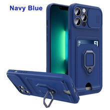 Load image into Gallery viewer, Rotatable Ring Holder Camera Protect Phone Case For iPhone 14 13 12 11 Pro Max Cover Protective Camera Slide Case With 360 Degree Adjustable Rotating Ring Silicone Case For Iphone
