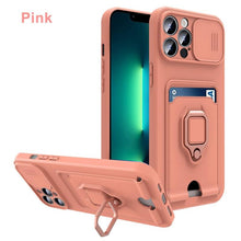 Load image into Gallery viewer, Rotatable Ring Holder Camera Protect Phone Case For iPhone 14 13 12 11 Pro Max Cover Protective Camera Slide Case With 360 Degree Adjustable Rotating Ring Silicone Case For Iphone
