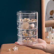 Load image into Gallery viewer, Rotating Jewelry Storage Box Makeup Storage Rack Bracelet Earring Round Plastic Organizer Boxes Holder Display Rack with Cover Rotatable Jewelry Storage Box Makeup Rack Storage Bracelet Earring Round Jewelry Organizer
