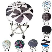 将图片加载到图库查看器，Round Chair Cover Bar Stool Cover Elastic Seat Cover Home Chair Slipcover Round Chair Bar Stool Floral Printed Padded Round Bar Stool Cover Cushion With Elastic Fabric Round Chair Seat Cushion For Wooden Metal Stools 30-40cm
